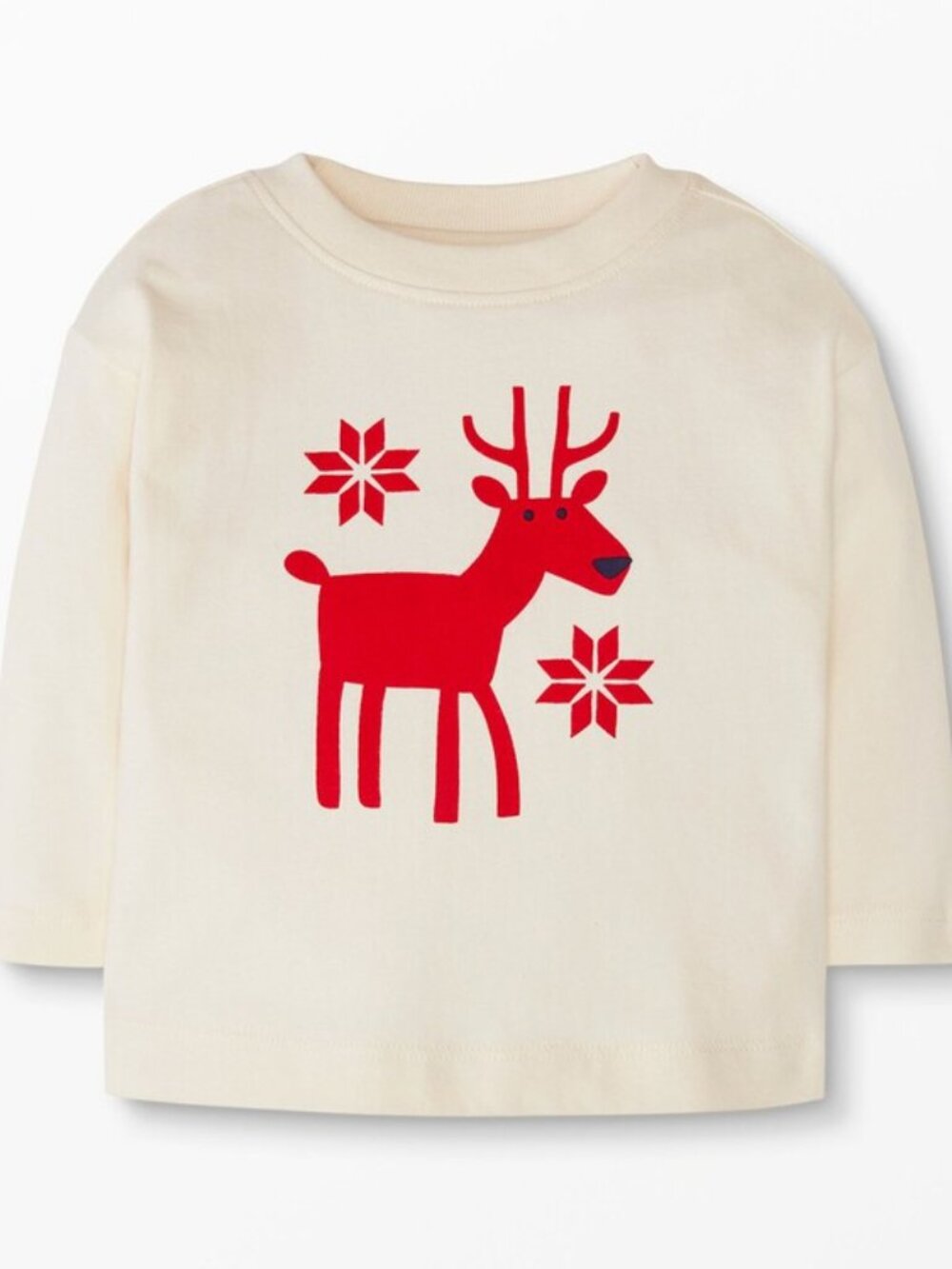 Hanna Anderson: Baby Boy/Girl Christmas Reindeer Applique LS Tee Size 3-6 M NEW